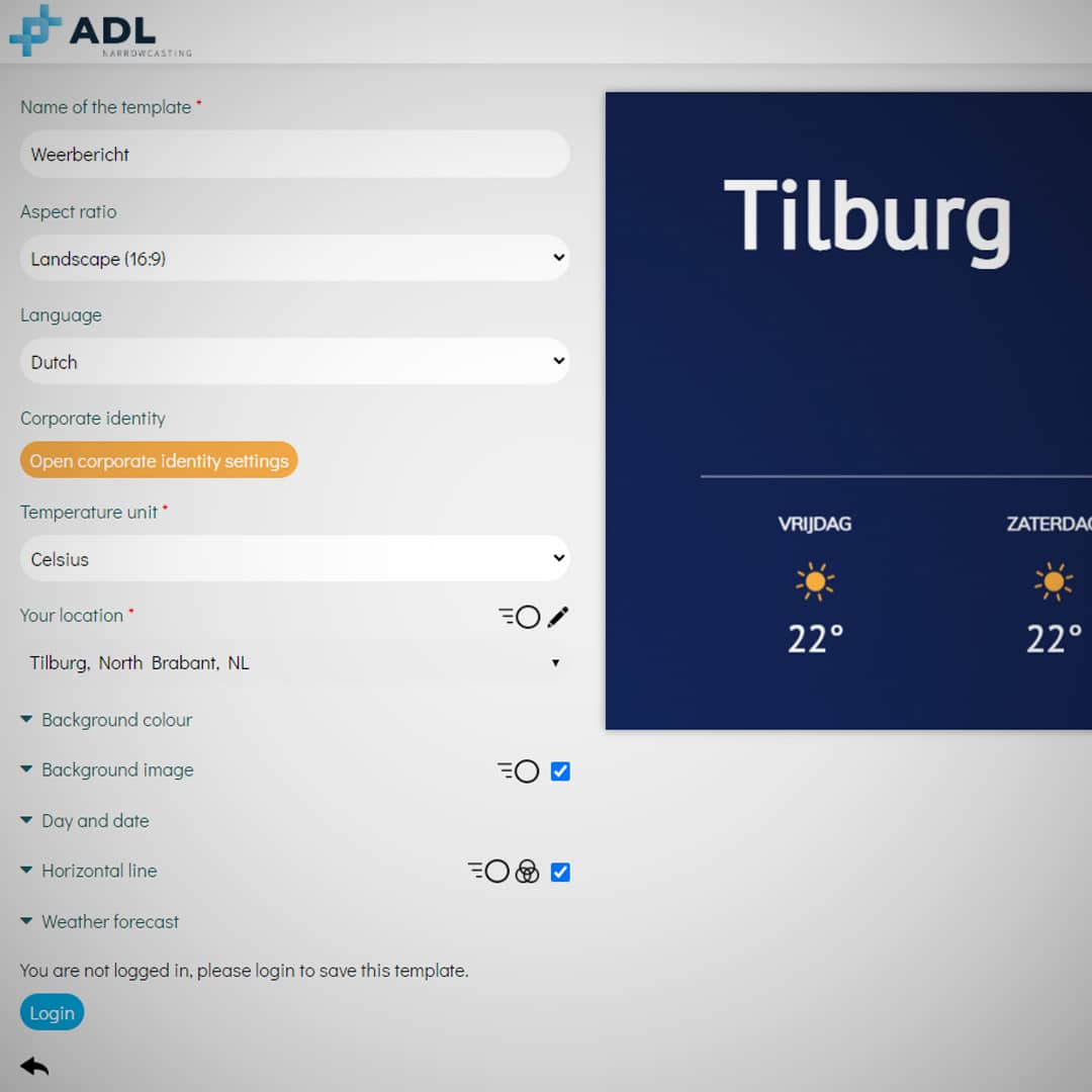 ADL Narrowcasting templates content creator
